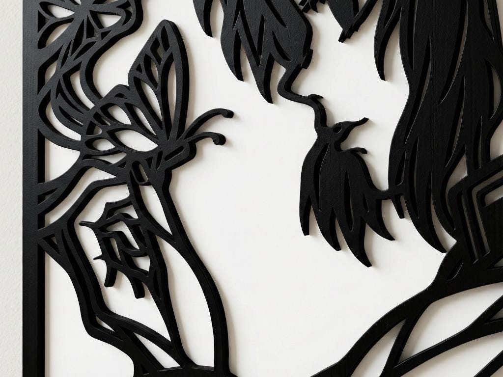 Laser Cut Anime Wall Art Decor – Shinobu Kocho 2| Flow-Line Art Black Frame | SVG AI DXF dwg Files