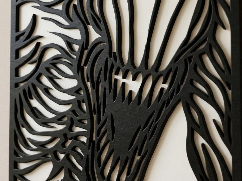 Laser Cut Anime Wall Art Decor – Rika Orimoto | Flow-Line Art Black Frame | SVG AI DXF dwg Files