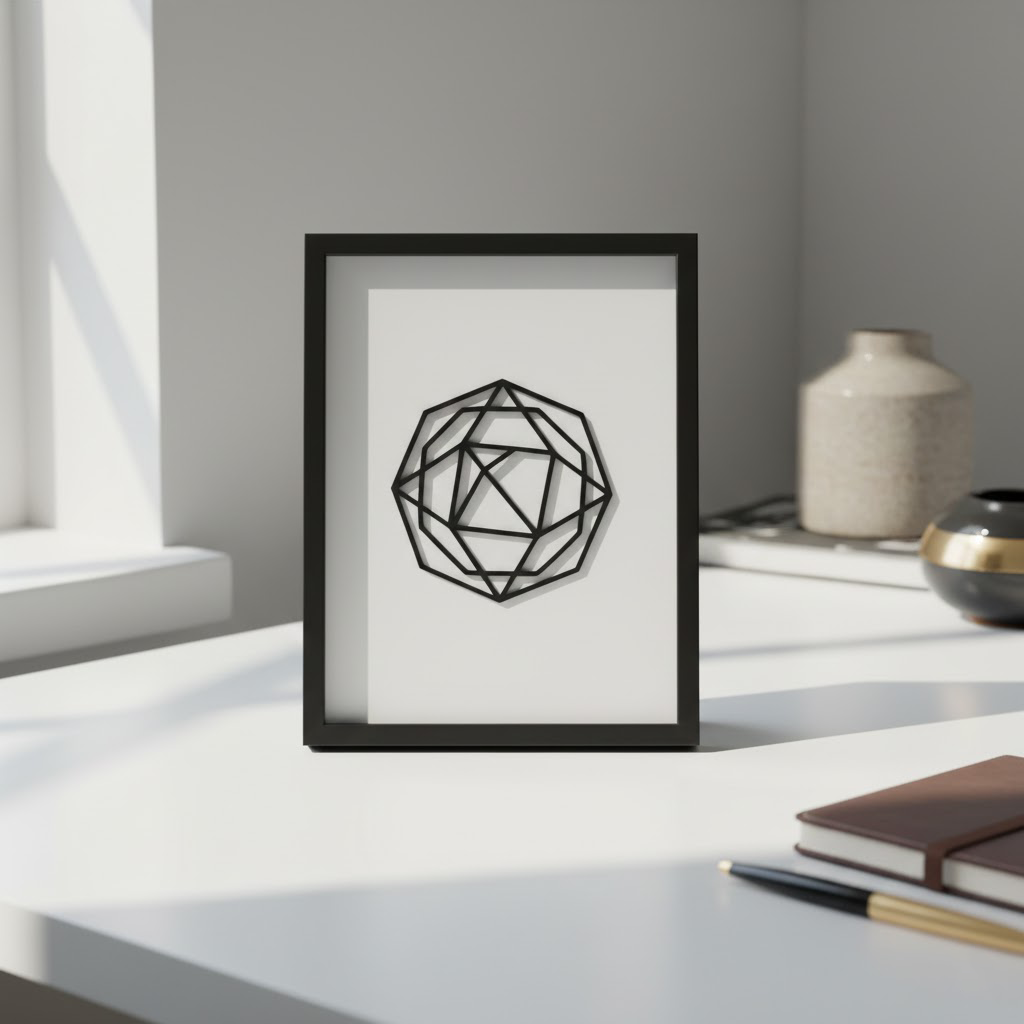 Personalized decorative picture 10×20 cm – Geometric art on wood